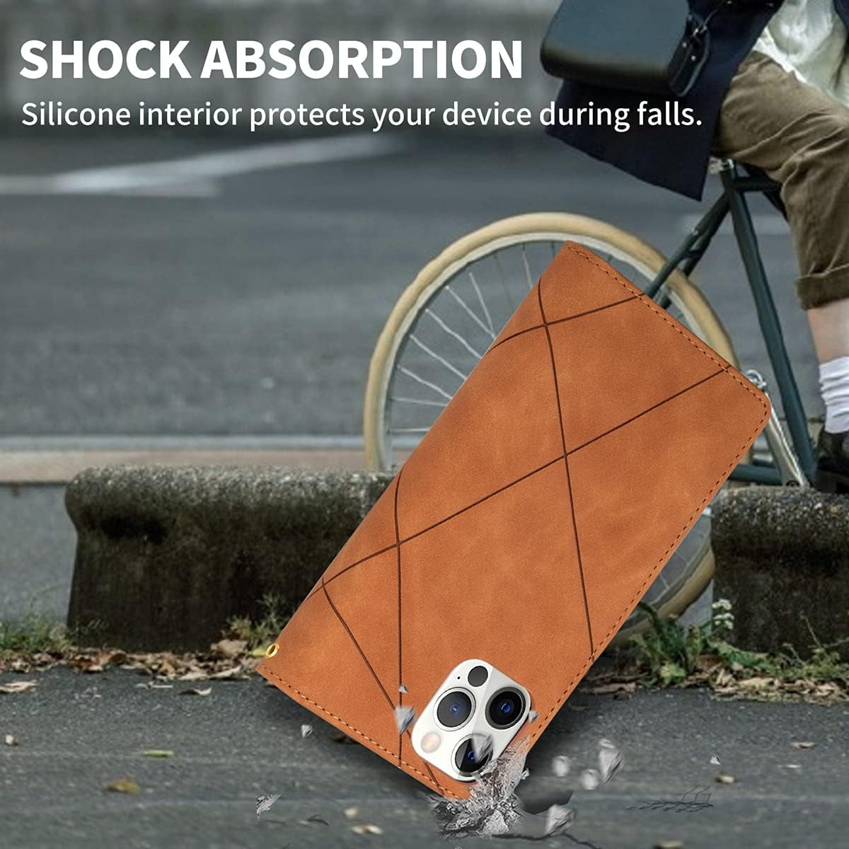 Premium PU Leather Wallet Case for iPhone SE 2022 (SE3) / SE 2020 (SE2) / iPhone 7 / iPhone 8 β Magnetic Flip Cover with Card Slots, Zipper Pocket, Kickstand & Hand Strap β Brown