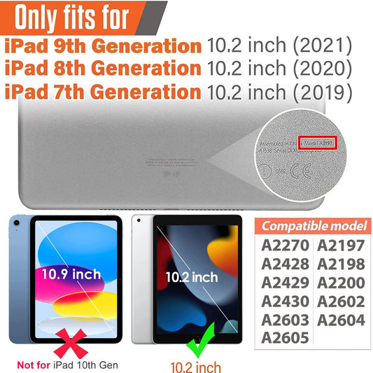 Kids Case for Ipad 9Th/8Th/7Th Gen - Ipad 10.2 Inch Case with Built-In Screen Protector, Durable Shockproof Handle Stand, Blue