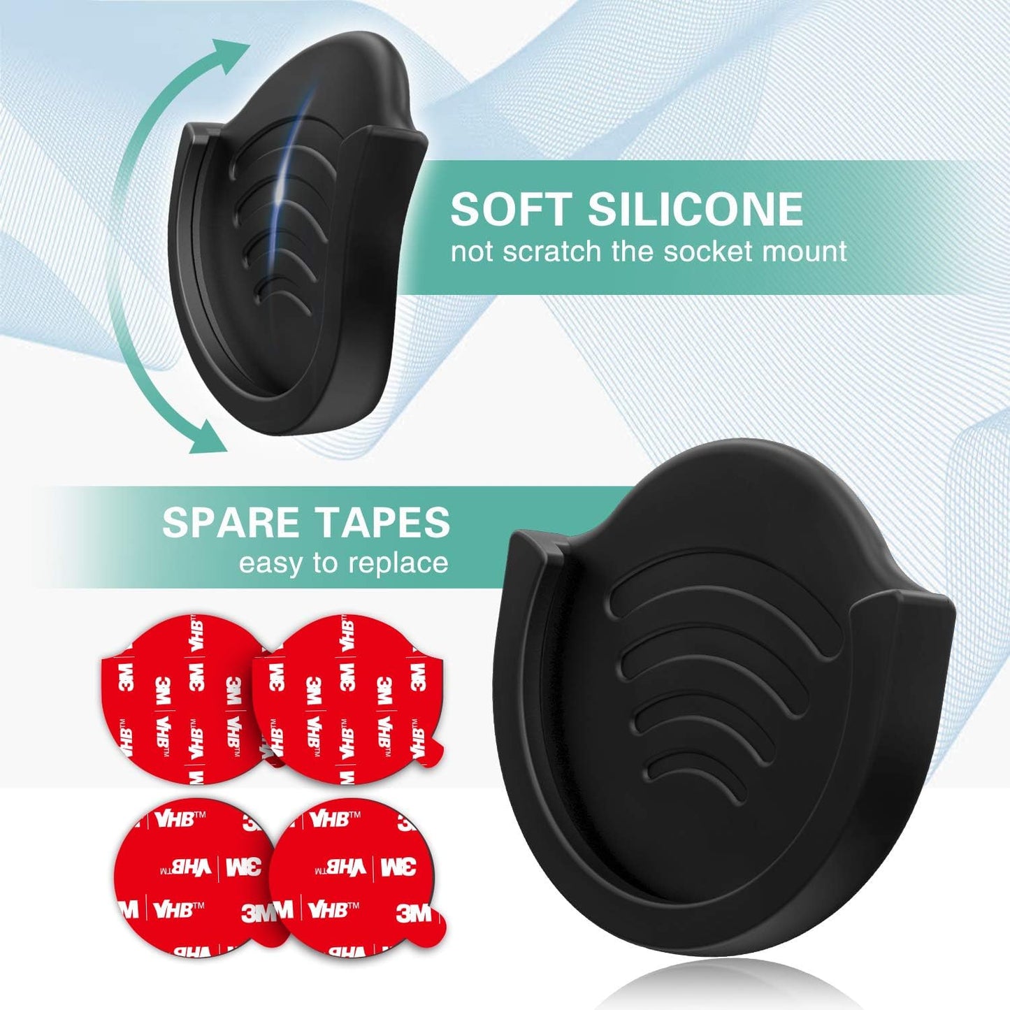 2-Pack Car Grip Mount Phone Holders β Compatible with Collapsible Grip/Sockets, Strong 3M Adhesive, Works on Dashboards, Desks, Walls & More β Black