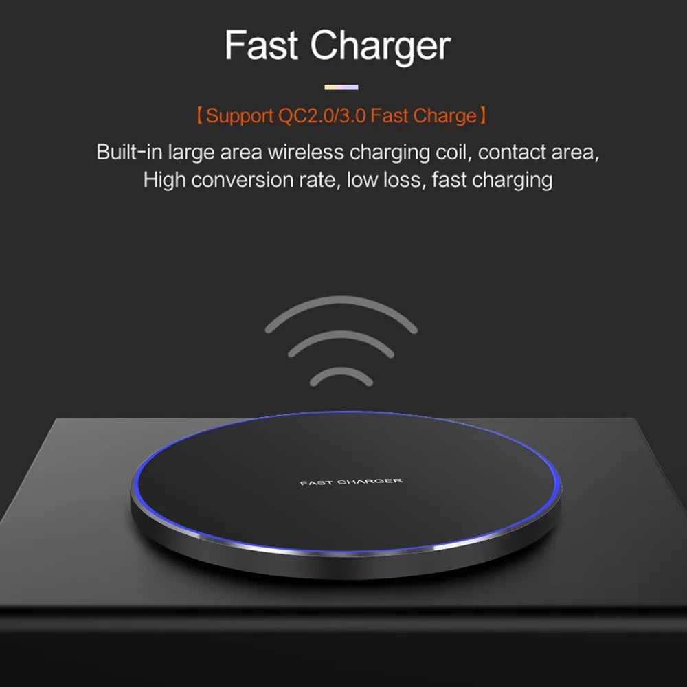 15W Fast Wireless Charger Pad – Aluminum Wireless Charging Dock Compatible with iPhone 16/15/14/13/12/11/XS/XR/8 & Samsung Galaxy S25/S24/S23/S22/S21, Note 20/10