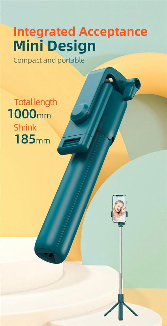 3-in-1 Selfie Stick Tripod with Detachable Wireless Remote, 360° Rotatable Extendable Stand & Portable Phone Holder with LED Light — Compatible with iPhone, Android, Samsung (White + Light)