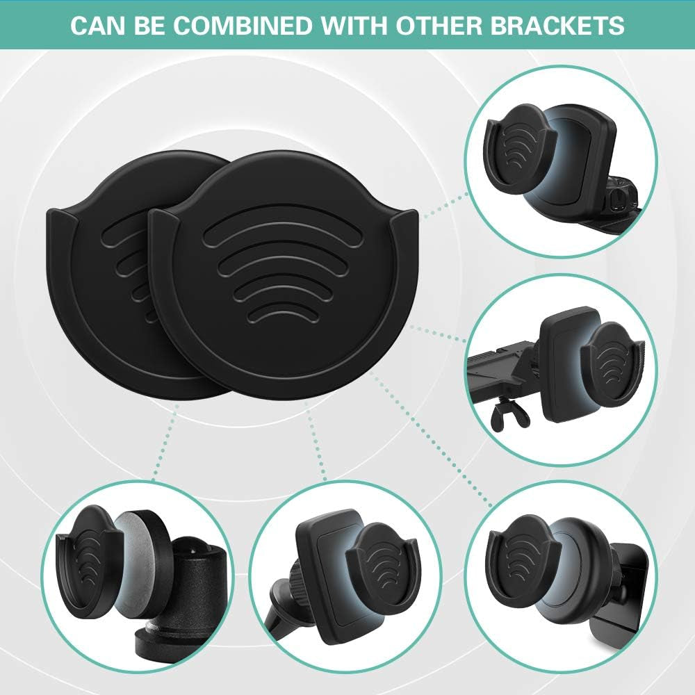 2-Pack Car Grip Mount Phone Holders – Compatible with Collapsible Grip/Sockets, Strong 3M Adhesive, Works on Dashboards, Desks, Walls & More – Black