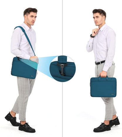 360° Protective Laptop Shoulder Bag – Teal Green Sleeve with Belt, Compatible with MacBook Air 15" M4/M3/M2 A3241 A3114 A2941, MacBook Pro 16" M4/M3/M2/M1, Fits 15-15.6" Notebooks