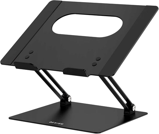 LS10 Aluminum Laptop Stand – Ergonomic Adjustable Notebook & Computer Holder for 10-14" Laptops, Compatible with MacBook Air/Pro, Dell, HP, Lenovo, and More – Sleek Black Finish