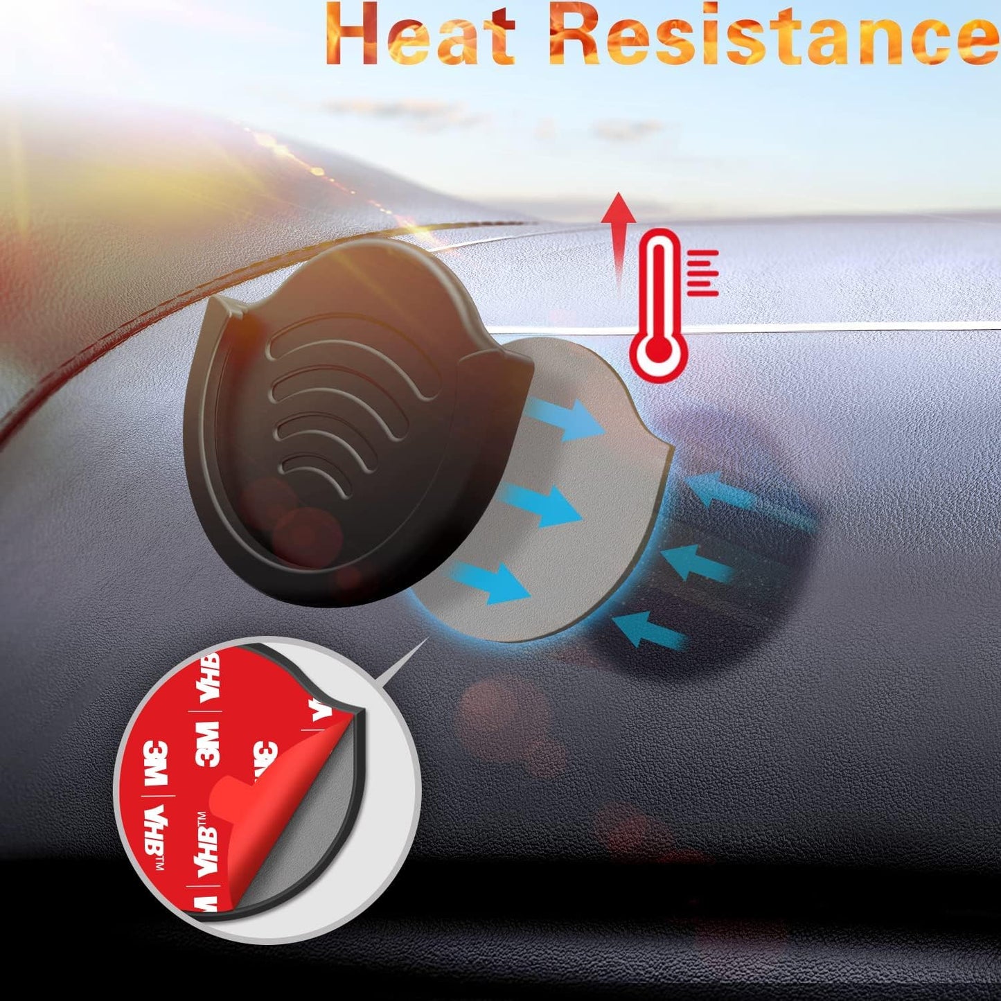 2-Pack Car Grip Mount Phone Holders – Compatible with Collapsible Grip/Sockets, Strong 3M Adhesive, Works on Dashboards, Desks, Walls & More – Black