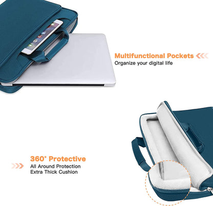 360° Protective Laptop Shoulder Bag – Teal Green Sleeve with Belt, Compatible with MacBook Air 15" M4/M3/M2 A3241 A3114 A2941, MacBook Pro 16" M4/M3/M2/M1, Fits 15-15.6" Notebooks