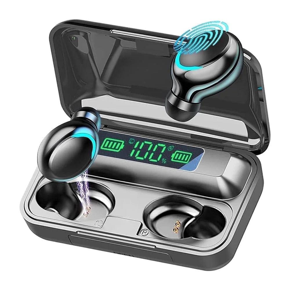 Bluetooth Earbuds with 2200mAh Charging Case, Wireless Earphones with Built-in Emergency Power Bank, Noise-Canceling Stereo Sound, Touch Control & Long Battery Life for Adults