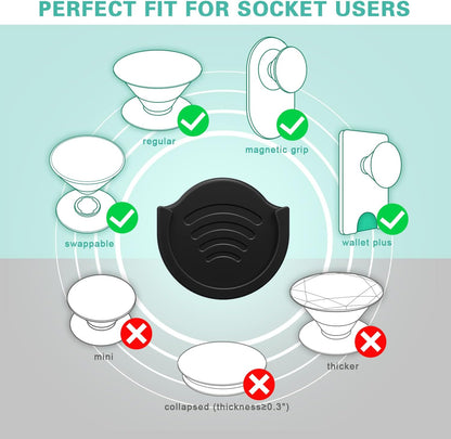 2-Pack Car Grip Mount Phone Holders – Compatible with Collapsible Grip/Sockets, Strong 3M Adhesive, Works on Dashboards, Desks, Walls & More – Black