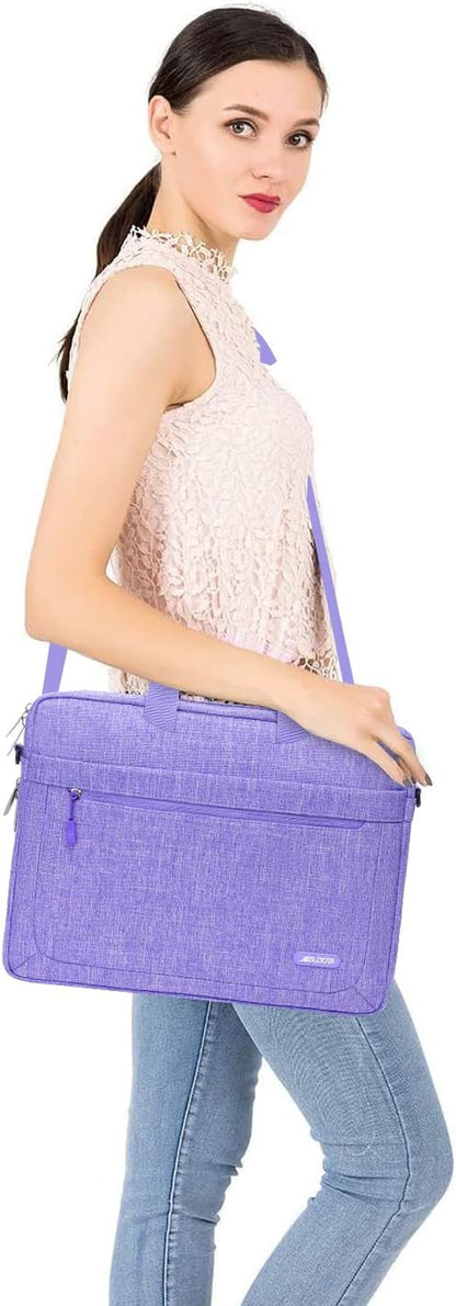 13–14 Inch Laptop Shoulder Messenger Bag – Compatible with MacBook Air/Pro, MacBook Pro 14 Inch M3/M2/M1 (2021–2023), Adjustable Depth Design, Stylish Slim Notebook Case, Purple