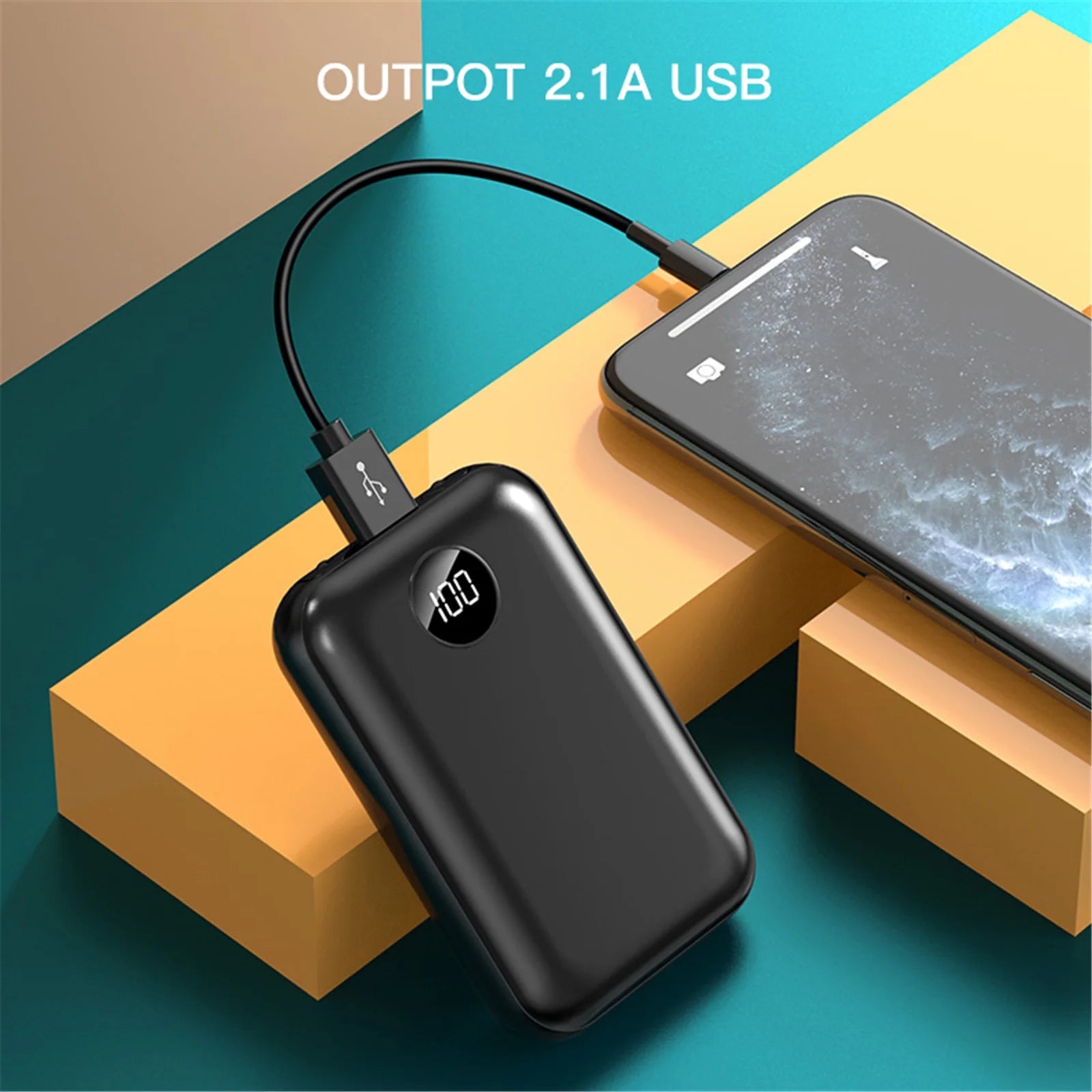 Portable 10000mAh Power Bank | Dual Input Fast Charging with LCD Display & Dual LED Flashlights | High-Capacity Backup Battery Pack for Smartphones, Android, Tablets & More
