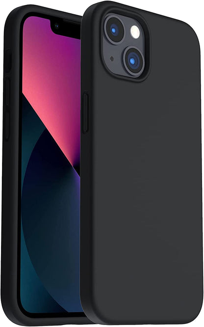 Shockproof Liquid Silicone Case for iPhone 13, Soft Gel Rubber Anti-Drop Cover with Full Body Protection – 6.1 Inch, Black