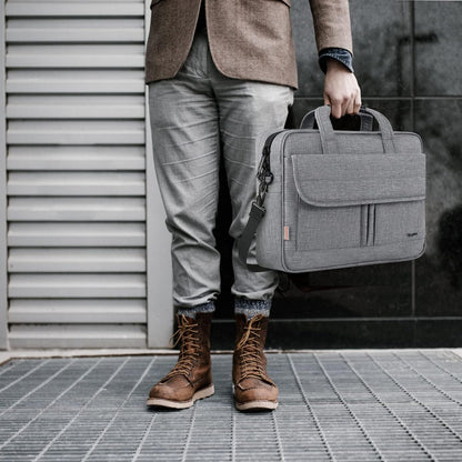 17-Inch Laptop Briefcase – Water-Resistant Business Laptop Bag with Shoulder Strap, Slim & Lightweight Carry-On Computer Case for Men & Women – Professional Work Tote, Travel Office Gift (Grey)