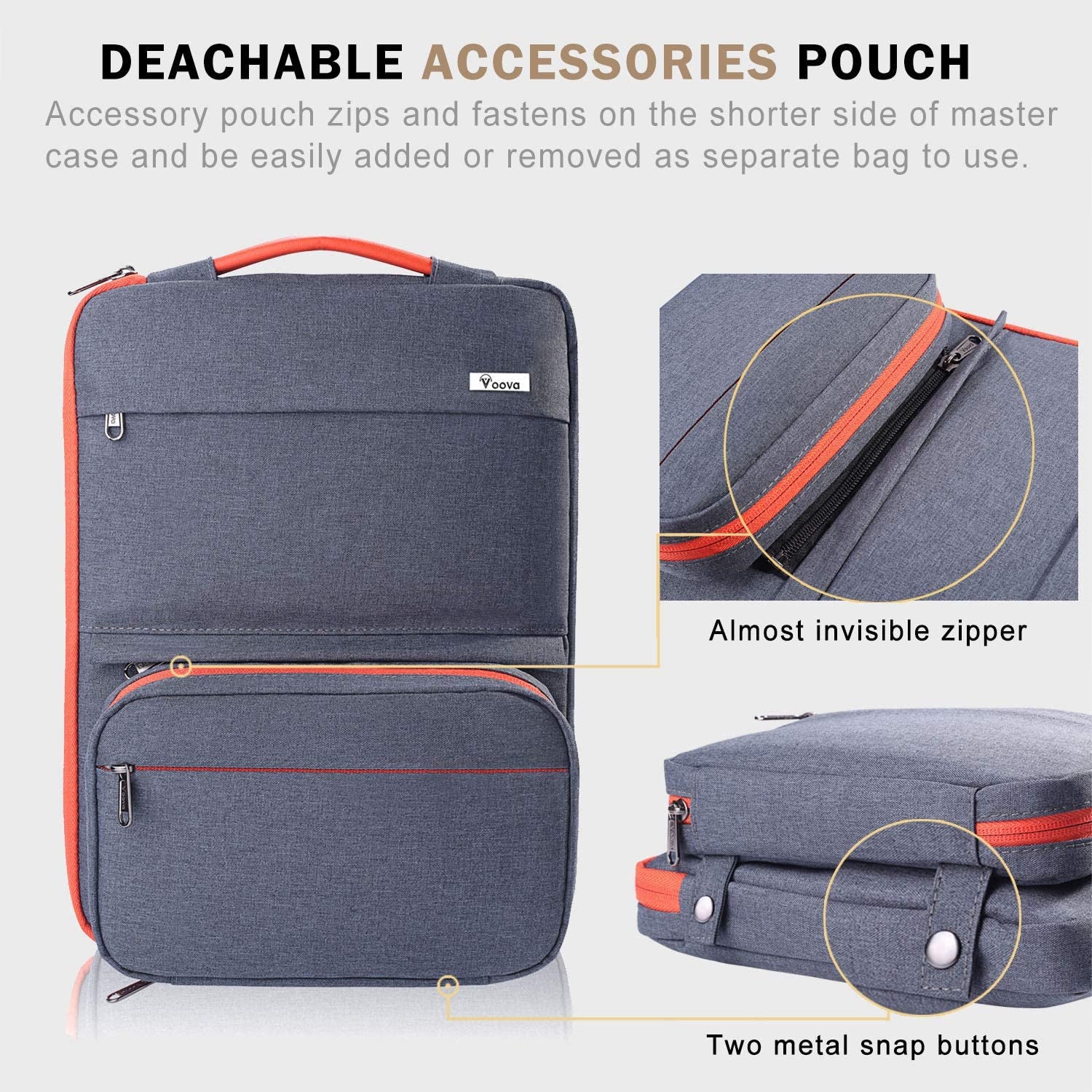 Waterproof 13-14 Inch Laptop Sleeve Case with Detachable Accessory Pouch — Compatible with MacBook Air M2/M3/M4, MacBook Pro 13/14, Surface Laptop 4/5 (13.5”), Chromebook 14, 2-in-1 Protective Computer Bag