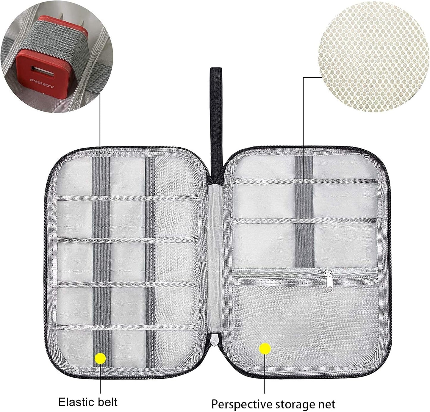 Waterproof Travel Electronic Organizer – Portable Tech Accessories Storage Bag for Cables, Chargers, Hard Drives, SD Cards & More