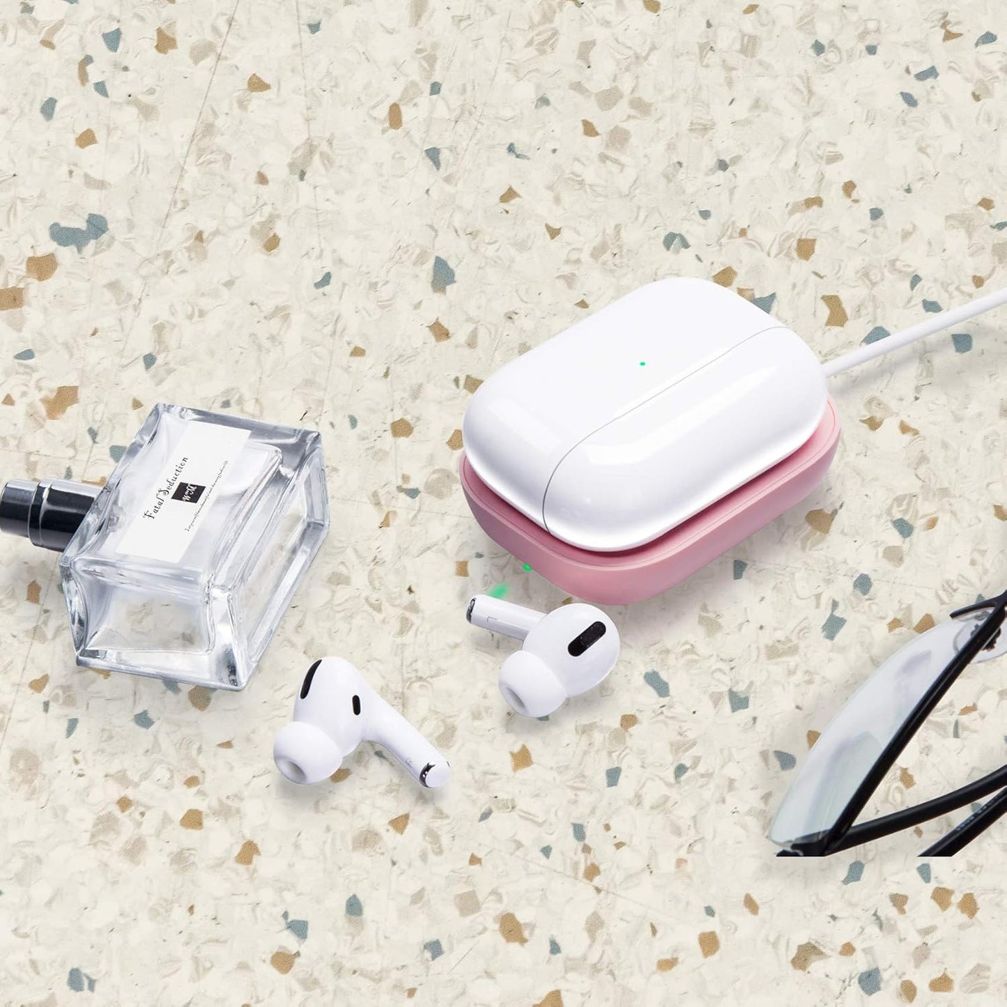 Wireless Charging Station for AirPods & AirPods Pro – Compatible with AirPods Pro 2nd/1st Gen, AirPods 4/3 – Fast Charger with Active Noise Cancellation Support – Pink