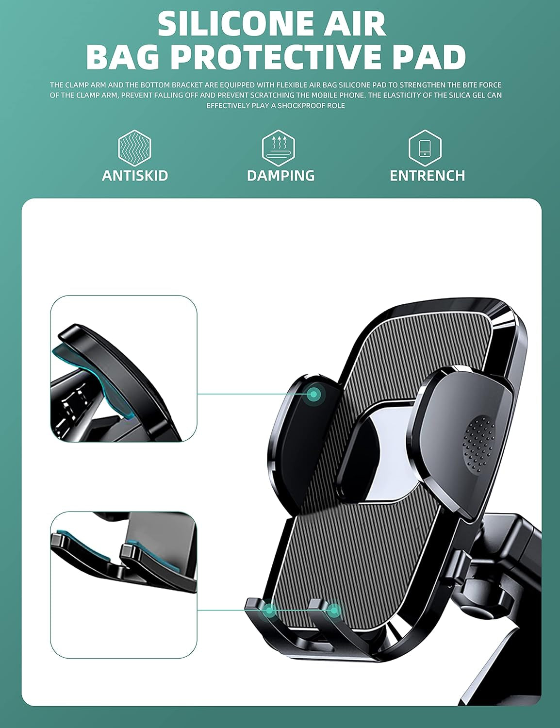 3-in-1 Phone Mount for Car – Dashboard, Windshield & Air Vent | Universal Car Phone Holder Compatible with iPhone, Samsung & All Smartphones (Black)