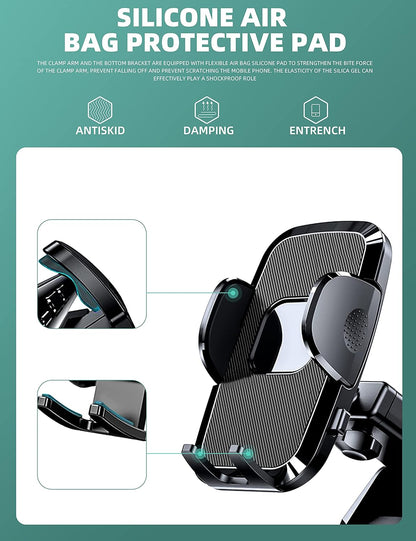 3-in-1 Phone Mount for Car – Dashboard, Windshield & Air Vent | Universal Car Phone Holder Compatible with iPhone, Samsung & All Smartphones (Black)