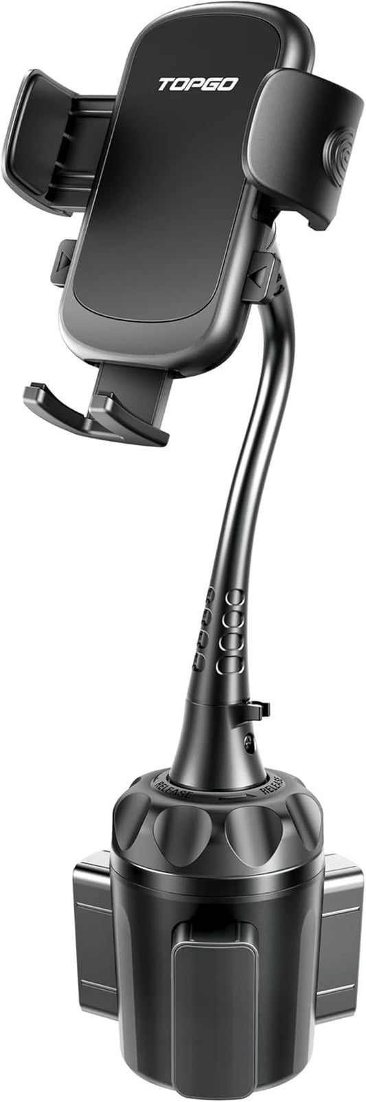 Cup Holder Phone Mount for Car – Upgraded Adjustable Gooseneck, Extra Stable Base, Universal Cell Phone Holder for iPhone 16 & All 4-7" Smartphones (Black)