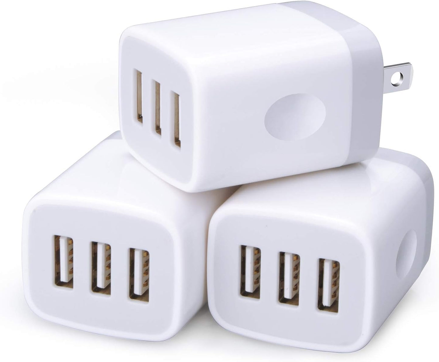 [3-Pack] USB Wall Charger Block – 3-Port 3.1A Fast Charging Plug Adapter for iPhone 16/15/14/13/12/SE/11 Pro, Samsung Galaxy S24–S21 Ultra, Google Pixel & More