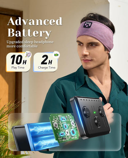 Sleep Headphones Bluetooth Sports Headband with Ultra-Thin HD Stereo Speakers – Comfortable Wireless Headset for Sleeping, Workout, Jogging, Yoga, Insomnia, Air Travel & Meditation – Unisex