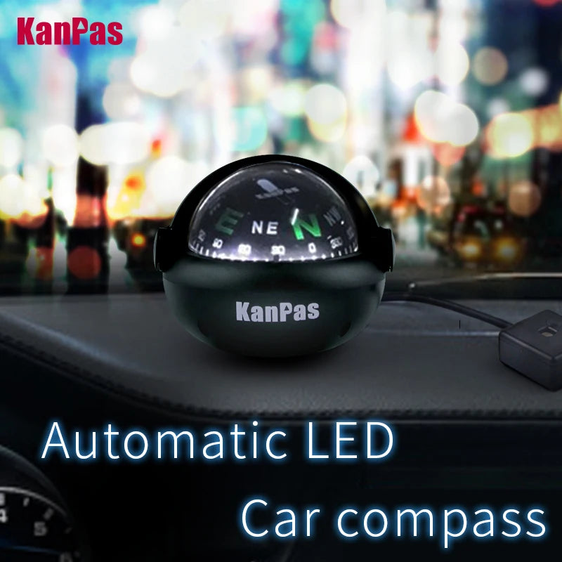 Multi-Use LED Compass Ball for Car Dashboard, Boat, and Outdoor Navigation – Compact & Easy-to-Read
