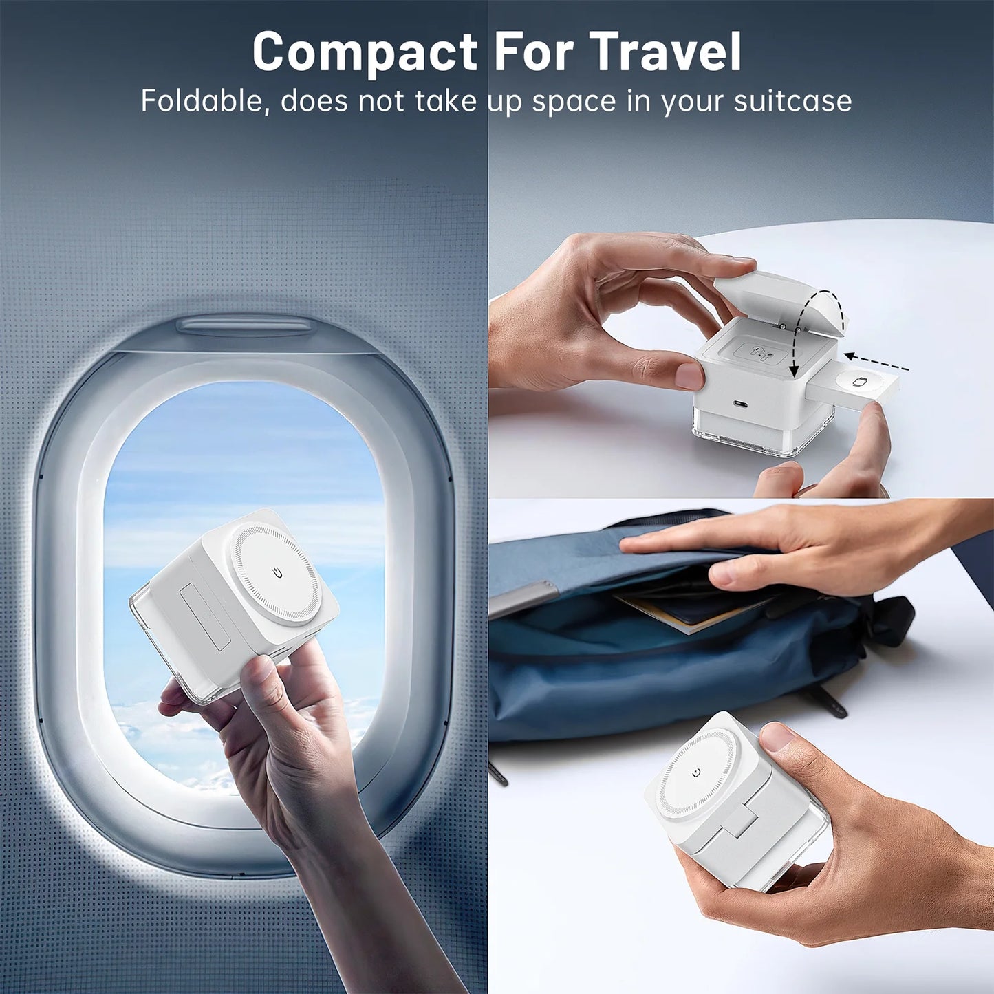 3-in-1 Wireless Charging Station – Fast Charger Stand for iPhone 16/15/14/13/12 Pro/Pro Max, Apple Watch Series 10–2/SE, and AirPods 2/3 – White