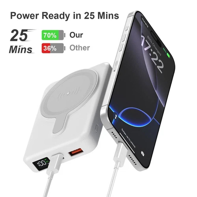 Magnetic Wireless Power Bank 10000mAh – Portable Fast Charger Battery Pack Compatible with iPhone 16/15/14/13/12 Series