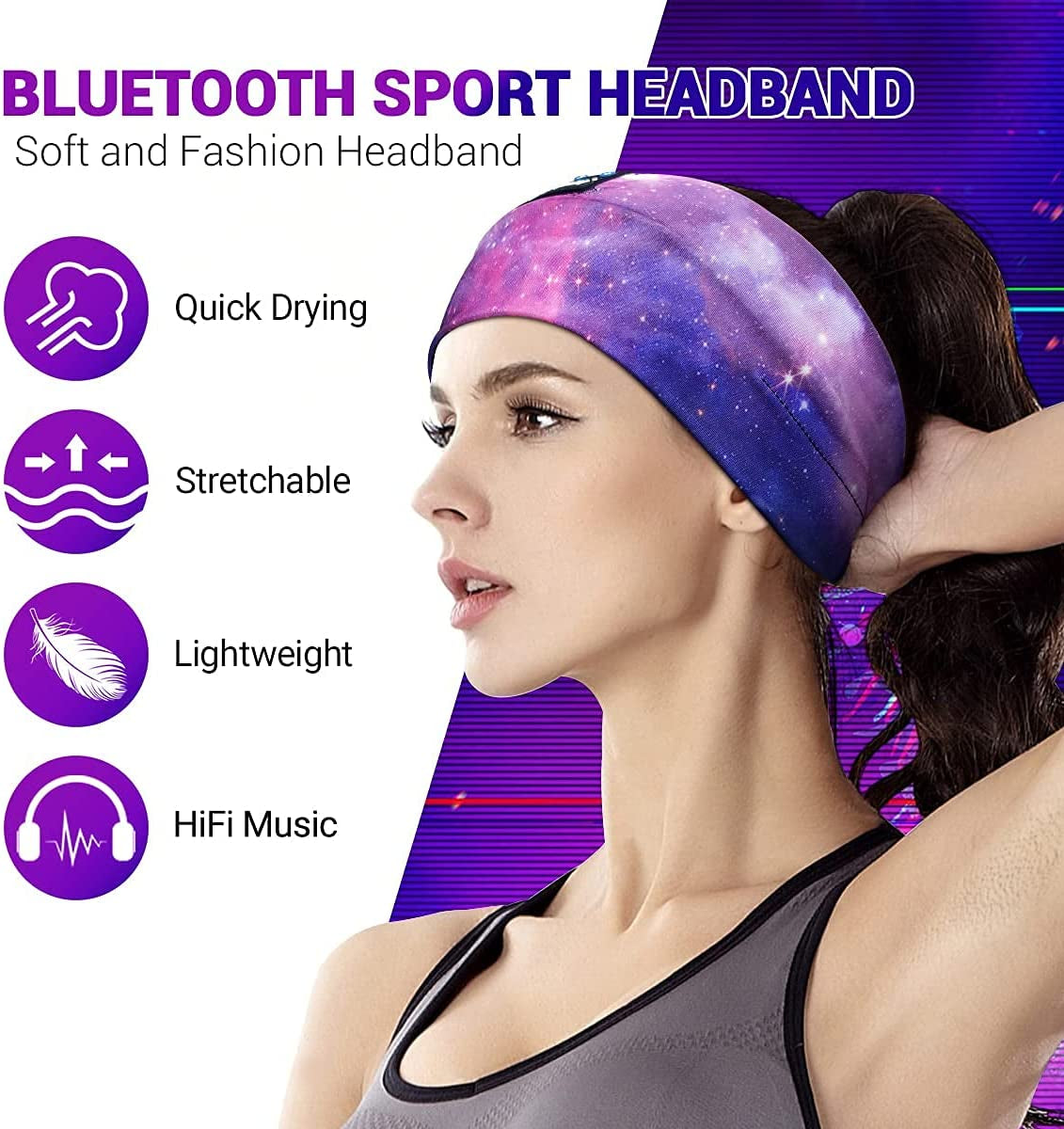 Bluetooth Sleep Headphones Headband – Wireless Music Headband with Ultra-Thin HD Stereo Speakers for Side Sleepers, Sports, Yoga, Travel & Relaxation