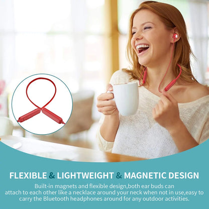 Bluetooth 5.3 Wireless Earbuds, IPX7 Waterproof Sport Headphones with 12H Playtime, Noise Isolating Stereo Sound Earphones for Running, Workout, Gym – Red