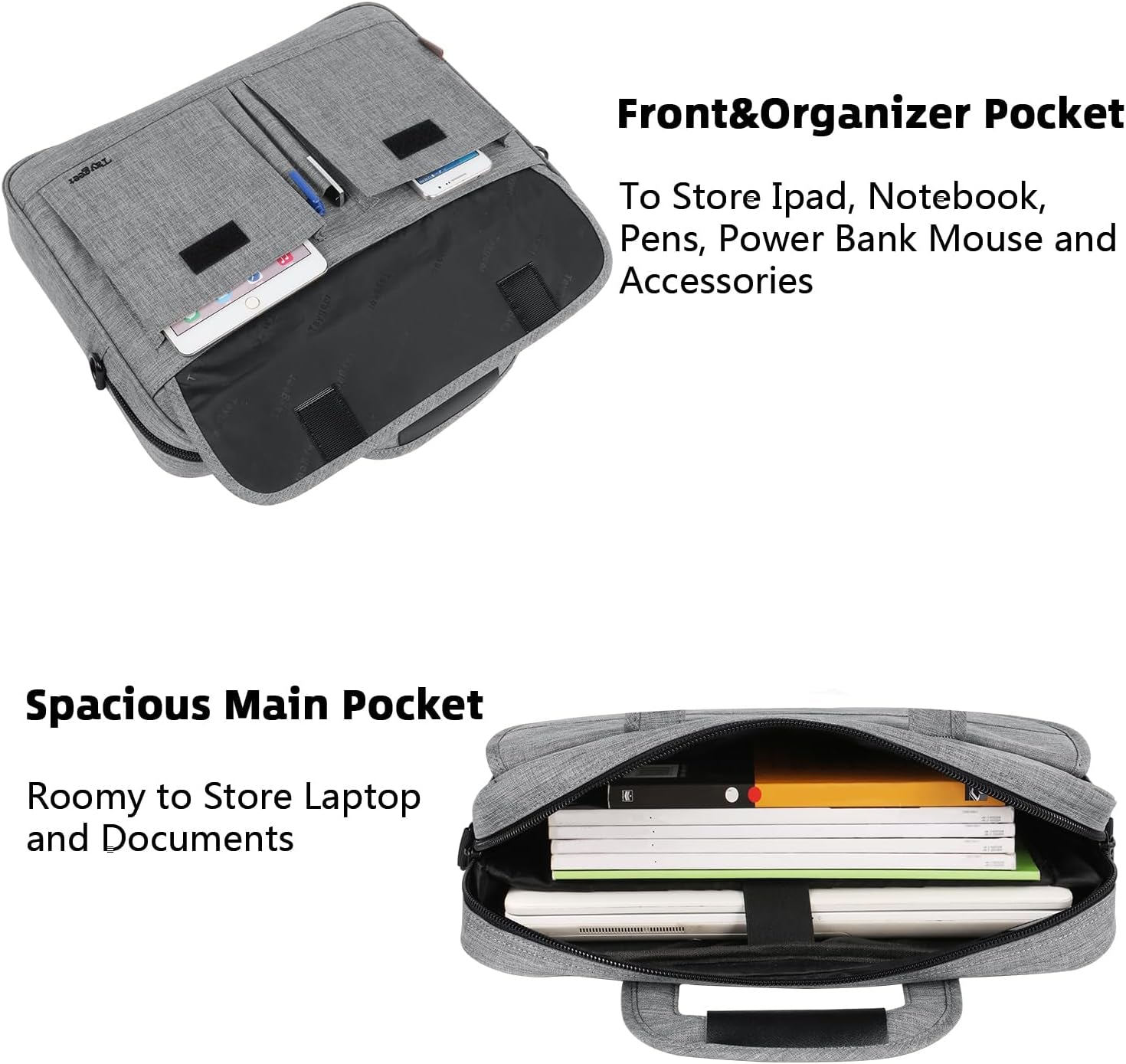 17-Inch Laptop Briefcase – Water-Resistant Business Laptop Bag with Shoulder Strap, Slim & Lightweight Carry-On Computer Case for Men & Women – Professional Work Tote, Travel Office Gift (Grey)