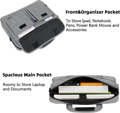 17-Inch Laptop Briefcase – Water-Resistant Business Laptop Bag with Shoulder Strap, Slim & Lightweight Carry-On Computer Case for Men & Women – Professional Work Tote, Travel Office Gift (Grey)