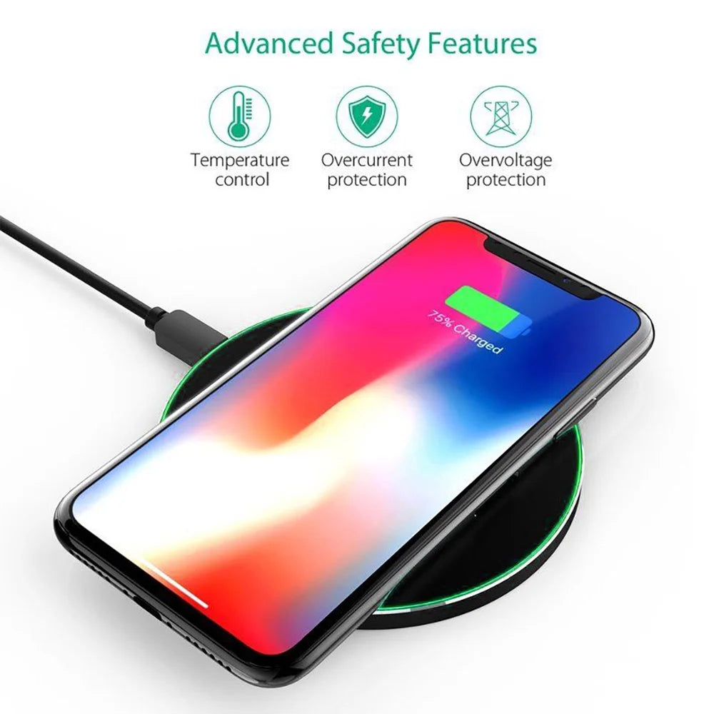 15W Fast Wireless Charger Pad – Aluminum Wireless Charging Dock Compatible with iPhone 16/15/14/13/12/11/XS/XR/8 & Samsung Galaxy S25/S24/S23/S22/S21, Note 20/10