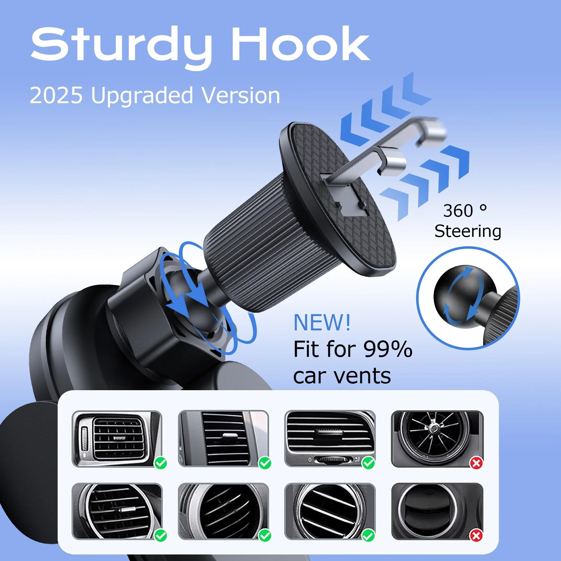 15W Auto-Clamping Wireless Car Charger Mount – Qi Fast Charging Air Vent Phone Holder for iPhone 16/15/14/13/12/11 & Samsung Galaxy S23/S22/S21/S10/S9/S8 Series