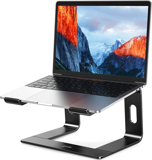 LS03 Aluminum Laptop Stand – Ergonomic Adjustable & Detachable Notebook Riser Holder for 10" to 15.6" Laptops, Compatible with MacBook Air/Pro, Dell, HP, Lenovo & More – Sleek Black Finish