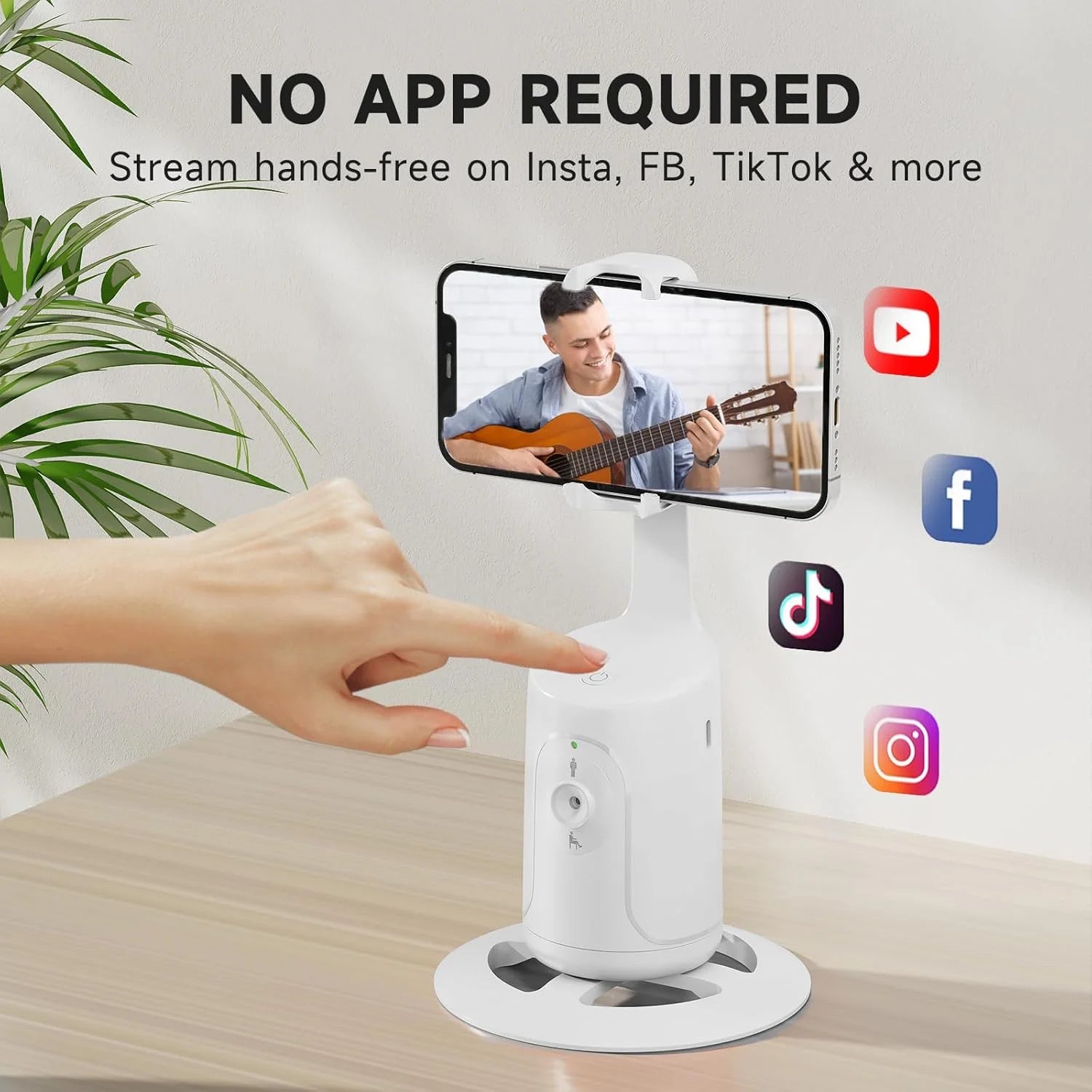 Auto Face Tracking Tripod with 360° Rotation – No App Needed, Gesture Control Phone & Camera Mount, Rechargeable Battery for Vlogging, Streaming, TikTok & Video Recording