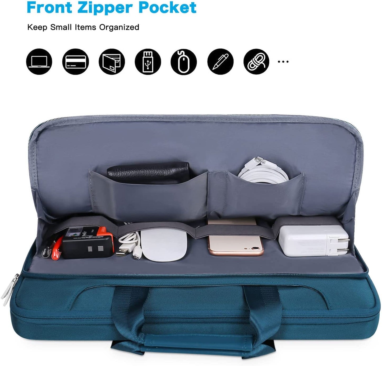 360° Protective Laptop Shoulder Bag – Teal Green Sleeve with Belt, Compatible with MacBook Air 15" M4/M3/M2 A3241 A3114 A2941, MacBook Pro 16" M4/M3/M2/M1, Fits 15-15.6" Notebooks