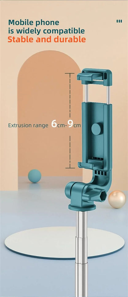 3-in-1 Selfie Stick Tripod with Detachable Wireless Remote, 360° Rotatable Extendable Stand & Portable Phone Holder with LED Light — Compatible with iPhone, Android, Samsung (White + Light)
