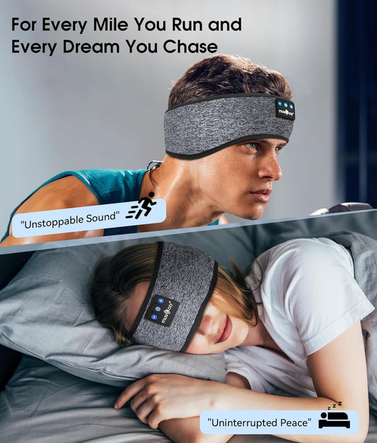 Bluetooth 5.4 Sleep Headphones Headband – Wireless Music Eye Mask with HD Stereo Speakers, Ultra-Soft Sleep Earbuds for Side Sleepers, Travel, Running, Yoga – Ideal Gift for Men & Women