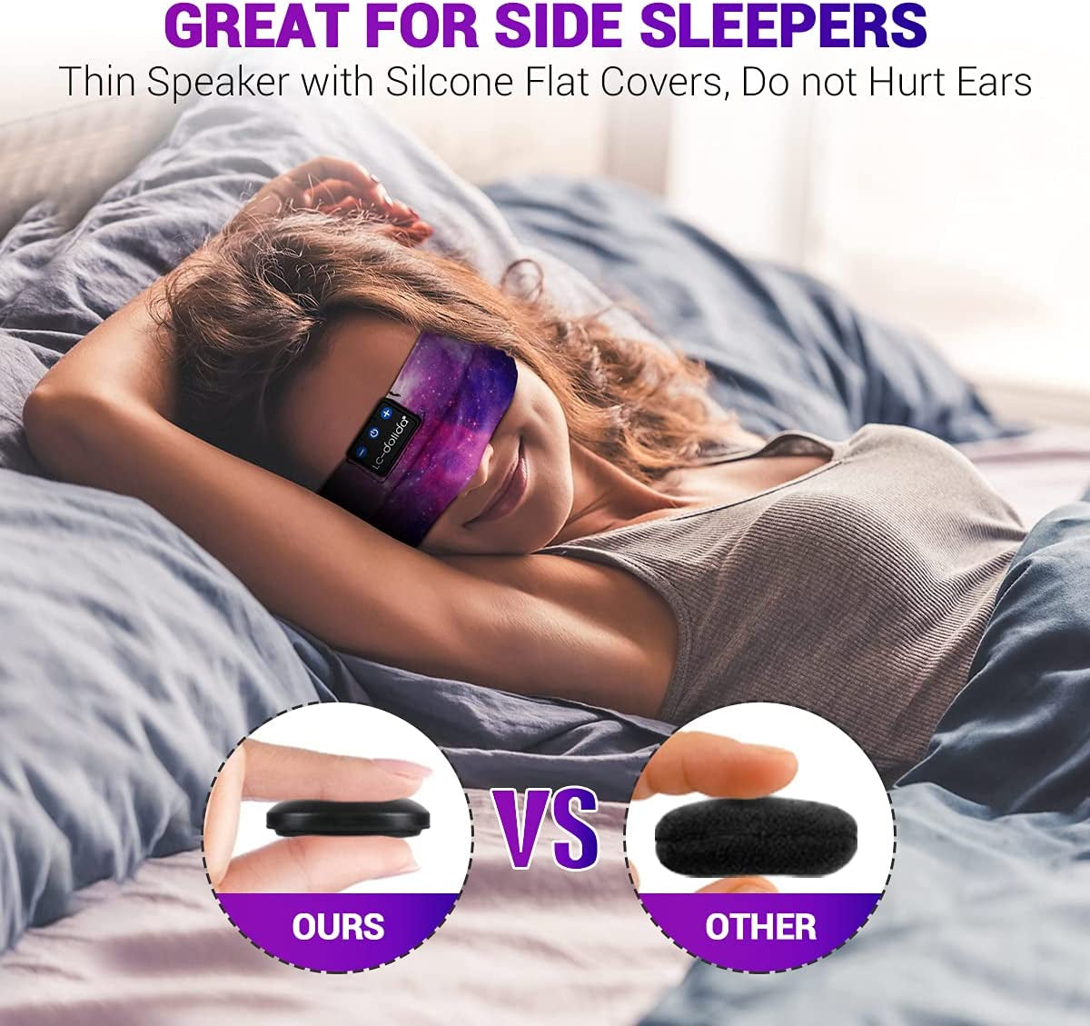 Bluetooth Sleep Headphones Headband – Wireless Music Headband with Ultra-Thin HD Stereo Speakers for Side Sleepers, Sports, Yoga, Travel & Relaxation