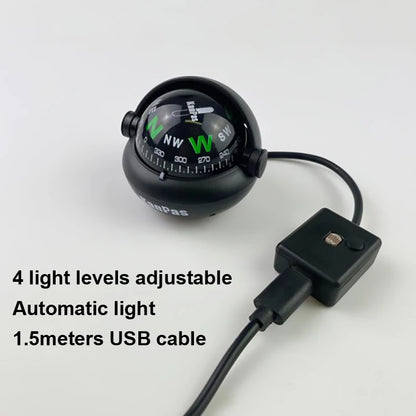 Multi-Use LED Compass Ball for Car Dashboard, Boat, and Outdoor Navigation – Compact & Easy-to-Read