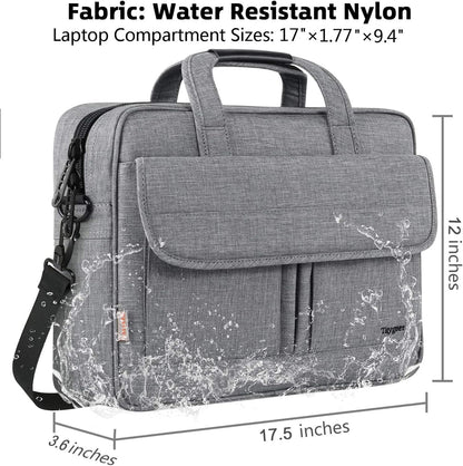 17-Inch Laptop Briefcase – Water-Resistant Business Laptop Bag with Shoulder Strap, Slim & Lightweight Carry-On Computer Case for Men & Women – Professional Work Tote, Travel Office Gift (Grey)