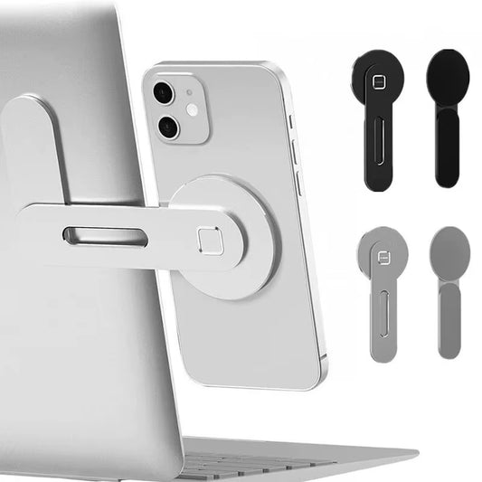 Magnetic Ultrathin Car & Laptop Phone Stand – Foldable Aluminum Alloy Side Mount for Flat Screen Display, Camera, and Rollover Use