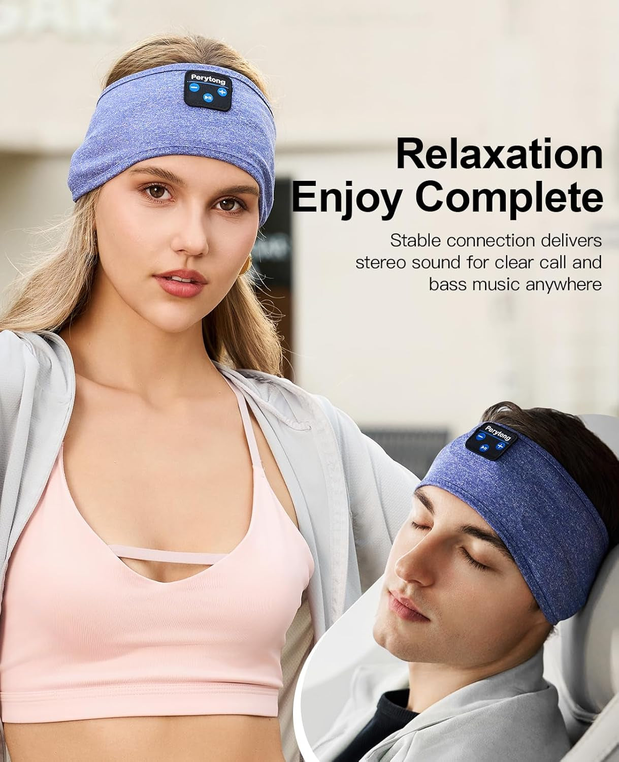 Bluetooth Sleep Headphones Headband – Wireless Sports Headband with Ultra-Thin HD Stereo Speakers for Sleeping, Running, Yoga, Meditation, Insomnia, Travel & Workout