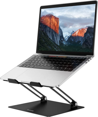 LS10 Aluminum Laptop Stand – Ergonomic Adjustable Notebook & Computer Holder for 10-14" Laptops, Compatible with MacBook Air/Pro, Dell, HP, Lenovo, and More – Sleek Black Finish
