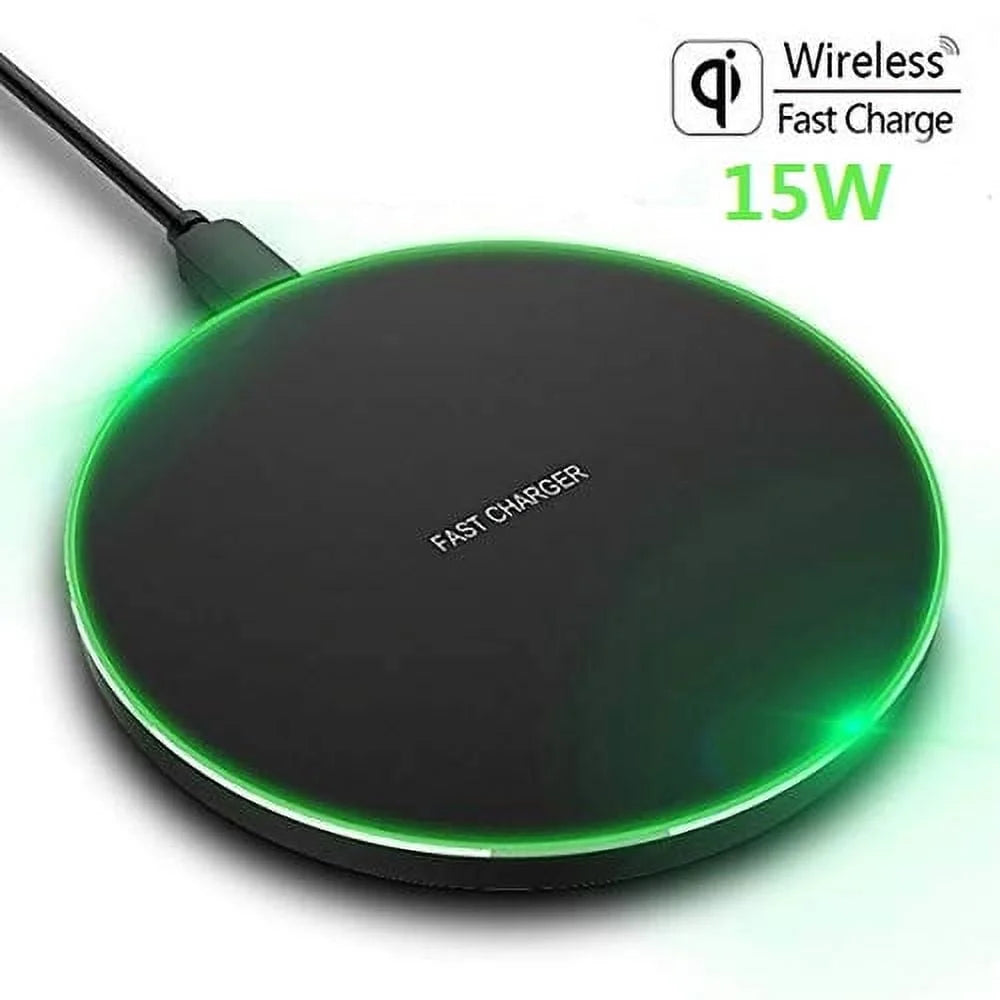 15W Fast Wireless Charger Pad – Aluminum Wireless Charging Dock Compatible with iPhone 16/15/14/13/12/11/XS/XR/8 & Samsung Galaxy S25/S24/S23/S22/S21, Note 20/10