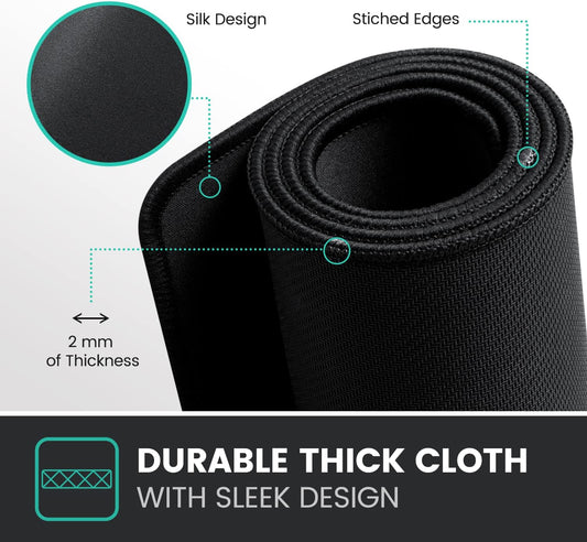 DX-1000XL Waterproof Gaming Mouse Pad – XL 15.75 x 12.6" Non-Slip Mouse Mat with Stitched Edges & Rubber Base – Extended Desk Pad for Laptop & Desktop, Black