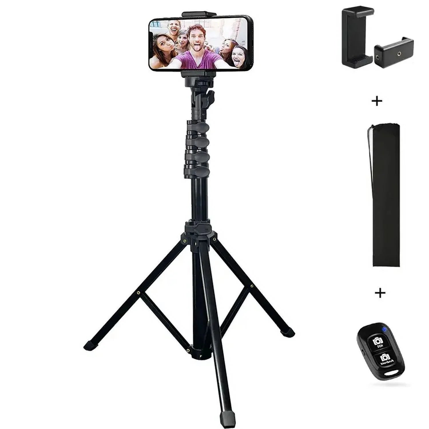 Innotech 62" Extendable Phone Tripod & Selfie Stick with Wireless Remote & Universal Phone Holder — Compatible with iPhone, Android, and Cameras