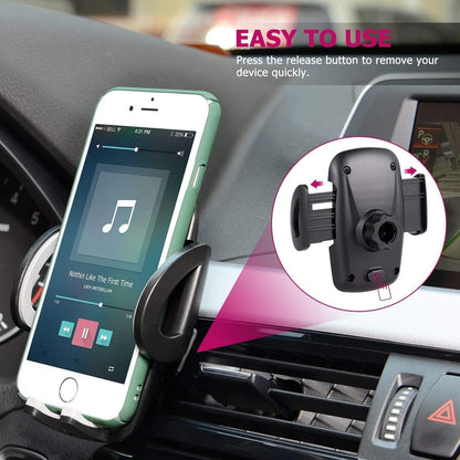Universal Car Phone Holder – 360° Rotating Air Vent Mount & Stand Cradle for All Smartphones