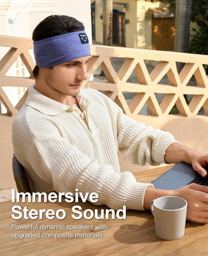 Bluetooth Sleep Headphones Headband – Wireless Sports Headband with Ultra-Thin HD Stereo Speakers for Sleeping, Running, Yoga, Meditation, Insomnia, Travel & Workout