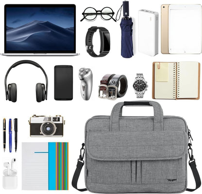 17-Inch Laptop Briefcase – Water-Resistant Business Laptop Bag with Shoulder Strap, Slim & Lightweight Carry-On Computer Case for Men & Women – Professional Work Tote, Travel Office Gift (Grey)
